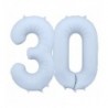 Balony foliowe Cyfra 30 - 86 cm - Mglisty niebieski matowy