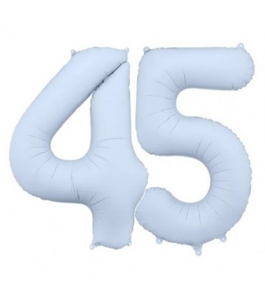 Balony foliowe Cyfra 45 - 86 cm - Mglisty niebieski matowy