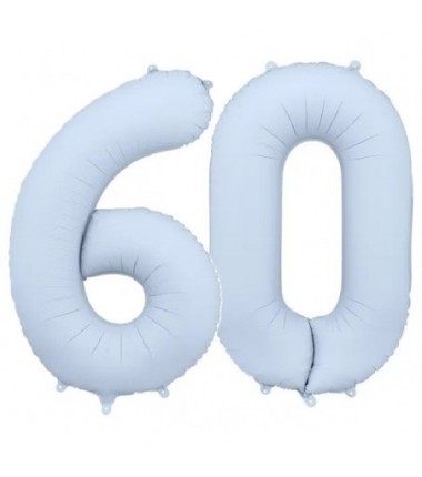 Balony foliowe Cyfra 60 - 86 cm - Mglisty niebieski matowy