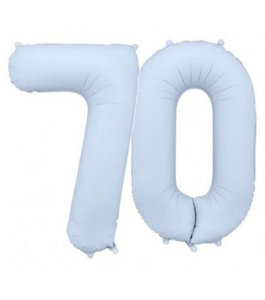 Balony foliowe Cyfra 70 - 86 cm - Mglisty niebieski matowy