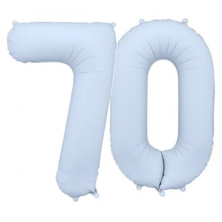Balony foliowe Cyfra 70 - 86 cm - Mglisty niebieski matowy
