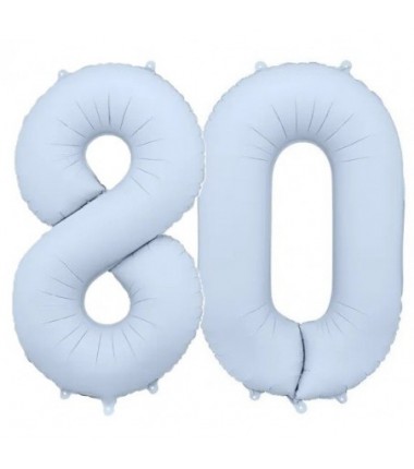 Balony foliowe Cyfra 80 - 86 cm - Mglisty niebieski matowy