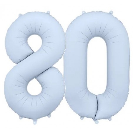Balony foliowe Cyfra 80 - 86 cm - Mglisty niebieski matowy