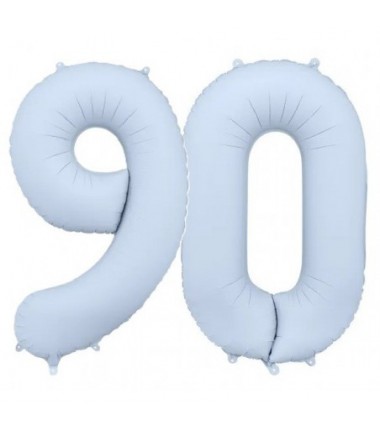 Balony foliowe Cyfra 90 - 86 cm - Mglisty niebieski matowy