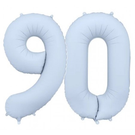Balony foliowe Cyfra 90 - 86 cm - Mglisty niebieski matowy