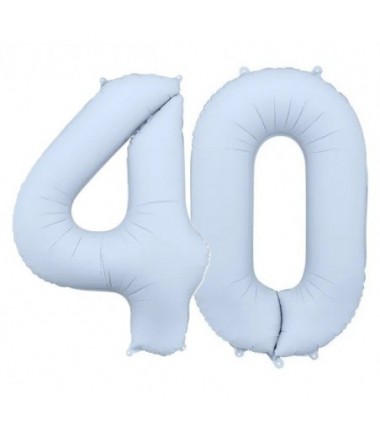 Balony foliowe Cyfra 40 - 86 cm - Mglisty niebieski matowy
