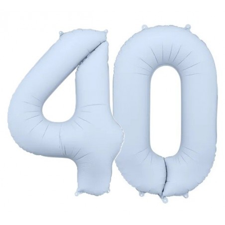 Balony foliowe Cyfra 40 - 86 cm - Mglisty niebieski matowy