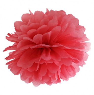 Pompon bibułowy czerwony 25 cm - 1 sztuka