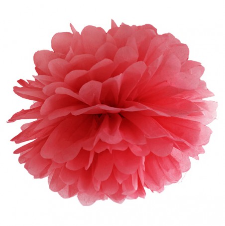 Pompon bibułowy czerwony 25 cm - 1 sztuka