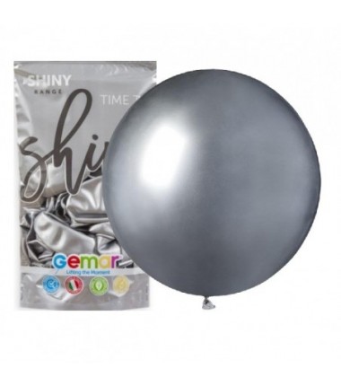 Balony GEMAR 48 cm - 19" srebrne SHINY SILVER GB150/089 - 25 sztuk