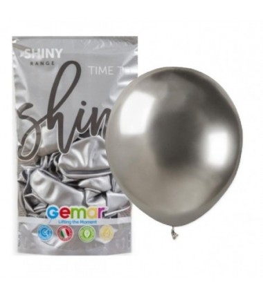 Balony GEMAR 13 cm - 5" - srebrne SHINY SILVER AB50/89 - 100 sztuk