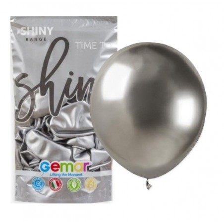 Balony GEMAR 13 cm - 5" - srebrne SHINY SILVER AB50/89 - 100 sztuk