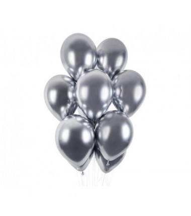 Balony GEMAR 33 cm - 13" srebrne SHINY SILVER GB120/89 - 10 sztuk