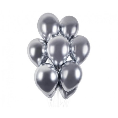 Balony GEMAR 33 cm - 13" srebrne SHINY SILVER GB120/89 - 10 sztuk