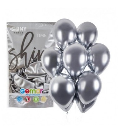 Balony GEMAR 33 cm - 13" srebrne SHINY SILVER GB120/89 - 50 sztuk