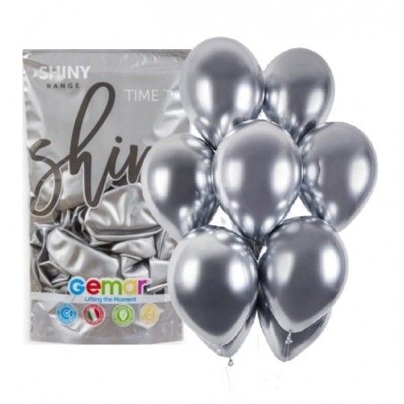 Balony GEMAR 33 cm - 13" srebrne SHINY SILVER GB120/89 - 50 sztuk
