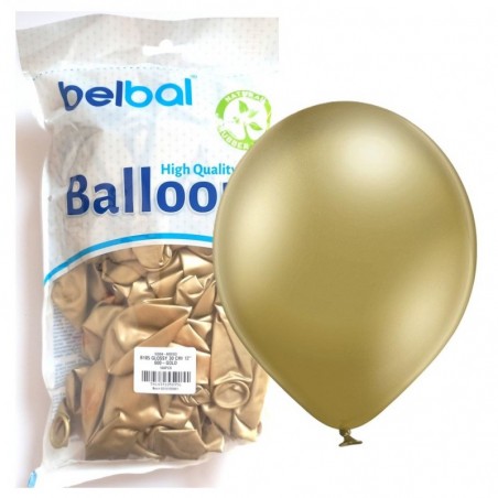 Balony BELBAL 30 cm Błyszczące złote Glossy Gold B105/GG04-600 - 100 sztuk