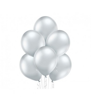 Balony BELBAL 30 cm - 12" Błyszczące srebrne Glossy Silver B105/GG04-601 - 50 sztuk