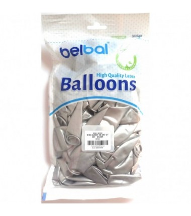 Balony BELBAL 30 cm - 12" Błyszczące srebrne Glossy Silver B105/GG04-601 - 50 sztuk