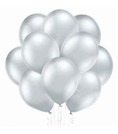 Balony BELBAL 30 cm - 12" Błyszczące srebrne Glossy Silver B105/GG04-601 - 10 sztuka