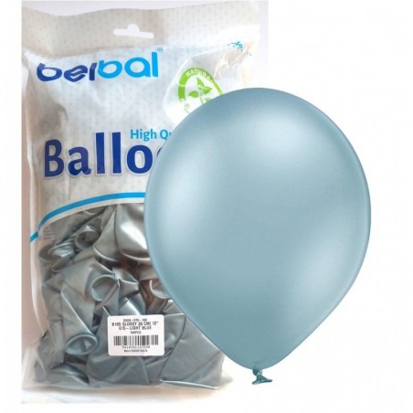 Balony BELBAL 30 cm - 12" Chromowane niebieskie Glossy Light Blue B105/GG04-615-100 - 100 sztuk