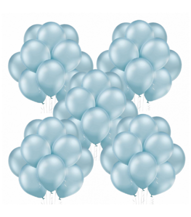 Balony BELBAL 30 cm - 12" Chromowane niebieskie Glossy Light Blue B105/GG04-615-100 - 50 sztuk