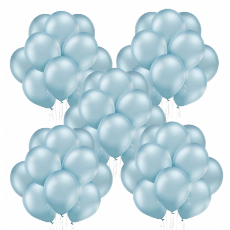 Balony BELBAL 30 cm - 12" Chromowane niebieskie Glossy Light Blue B105/GG04-615-100 - 50 sztuk
