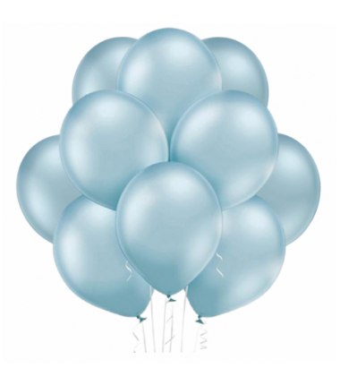 Balony BELBAL 30 cm - 12" Chromowane niebieskie Glossy Light Blue B105/GG04-615-100 - 10 sztuk