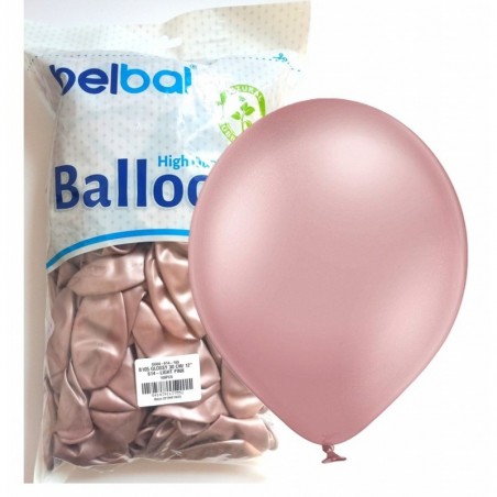 Balony BELBAL 30 cm - 12" Chromowane jasnoróżowe Glossy Light Pink B105/GG04-614-100 - 100 sztuk