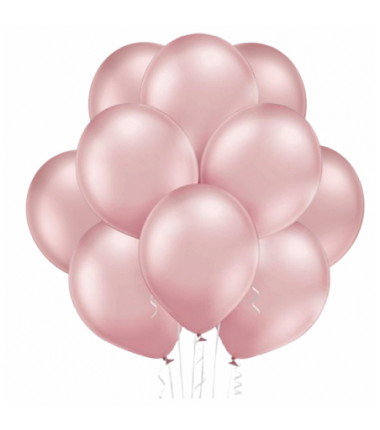 Balony BELBAL 30 cm - 12" Chromowane jasnoróżowe Glossy Light Pink B105/GG04-614-100 - 10 sztuk