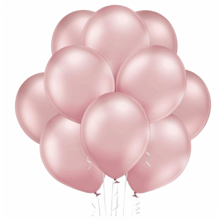 Balony BELBAL 30 cm - 12" Chromowane jasnoróżowe Glossy Light Pink B105/GG04-614-100 - 10 sztuk