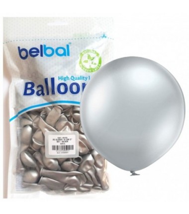 Balony BELBAL 12 cm - 5" Błyszczące srebrne Glossy Silver D5/GG01-601 - 100 sztuk