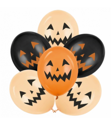 Zestaw Halloween balony 30 cm Dynie - 6 sztuk mix 1