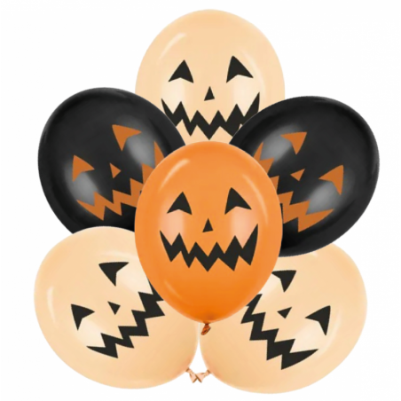 Zestaw Halloween balony 30 cm Dynie - 6 sztuk mix 1