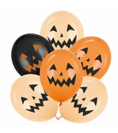 Zestaw Halloween balony 30 cm Dynie - 6 sztuk mix 2