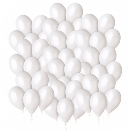 Balony metaliczne Gemar 30 cm - 12" - metaliczne perłowo-białe Metallic White GM110/029 - 50 sztuk