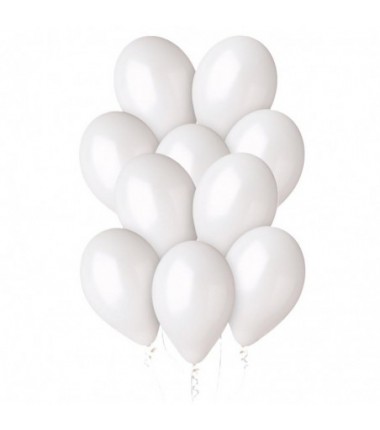 Balony metaliczne Gemar 30 cm - 12" - metaliczne perłowo-białe Metallic White GM110/029 - 10 sztuk