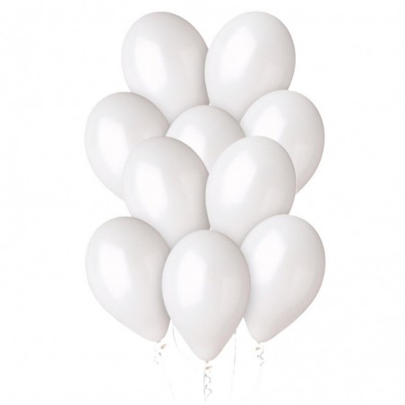 Balony metaliczne Gemar 30 cm - 12" - metaliczne perłowo-białe Metallic White GM110/029 - 10 sztuk