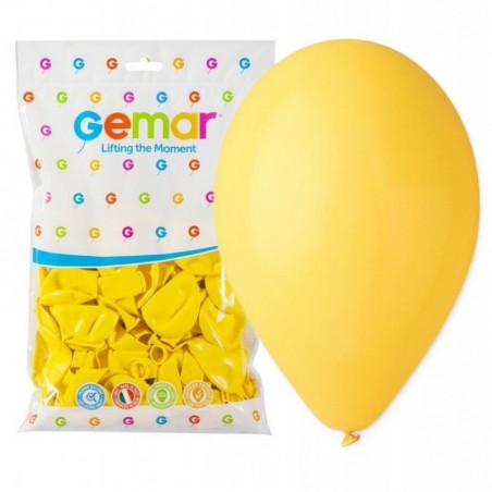 Balony Gemar 26 cm - 10" - pastelowe żółte Yellow G90/002 - 100 sztuk
