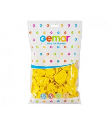 Balony Gemar 26 cm - 10" - pastelowe żółte Yellow G90/002 - 100 sztuk