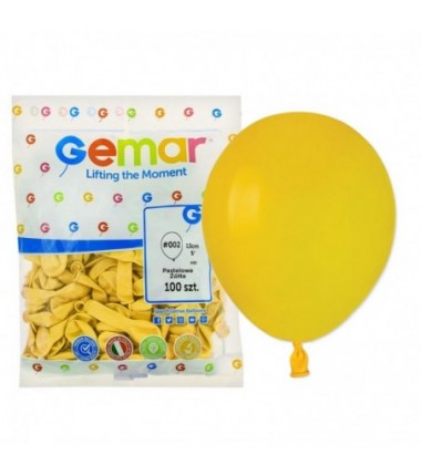 Balony Gemar 13 cm - 5" - pastelowe żółte Yellow A50/002 - 100 sztuk