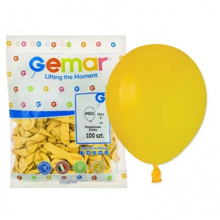 Balony Gemar 13 cm - 5" - pastelowe żółte Yellow A50/002 - 100 sztuk