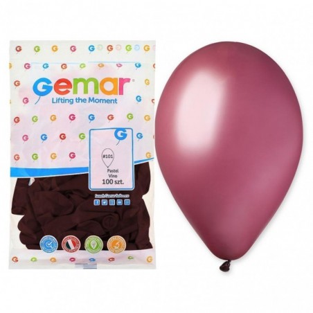 Balony Gemar 26 cm - 10" - pastelowe ciemnoczerwone Vino G90/101 - 100 sztuk
