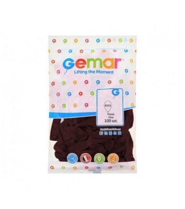 Balony Gemar 26 cm - 10" - pastelowe ciemnoczerwone Vino G90/101 - 100 sztuk