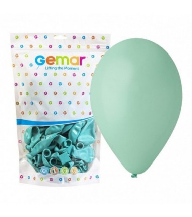 Balony Gemar 33 cm - 13" - pastelowe turkusowo-zielone Aquamarine G120/050 - 50 sztuk