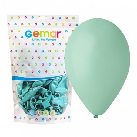 Balony Gemar 33 cm - 13" - pastelowe turkusowo-zielone Aquamarine G120/050 - 50 sztuk
