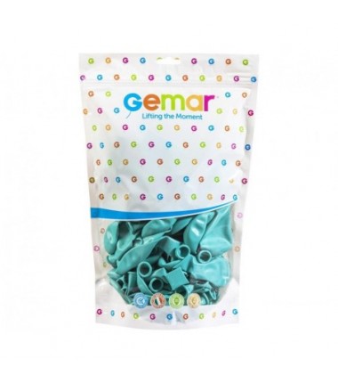 Balony Gemar 33 cm - 13" - pastelowe turkusowo-zielone Aquamarine G120/050 - 50 sztuk