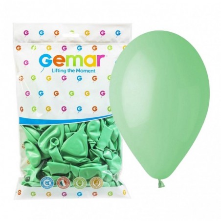 Balony Gemar 33 cm - 13" - pastelowe zielone miętowe Mint Green G120/077 - 50 sztuk