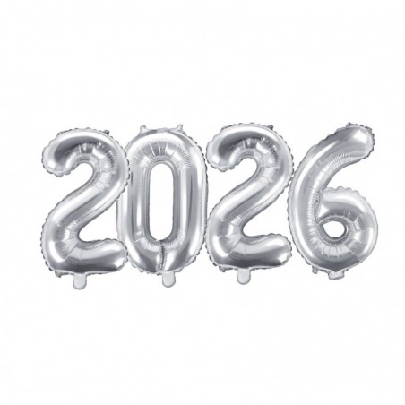 Balony foliowe 2026 - srebrne 35 cm