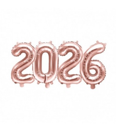 Balony foliowe 2026 - różowozłote 35 cm